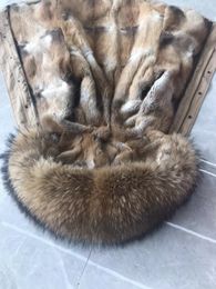 2019 brown raccoon fur trim Mukla furs Brand brown grass rabbit fur lining khaki long parkas Sweden Germany