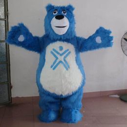 2019 High quality furry blue bear mascot costume with two small eyes for adult to wear