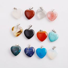 Charms fubaoying Heart Shape Love GemStone mix Colour Pendants Loose Beads for Bracelets and Necklace Charms DIY Jewellery for Women Gift free