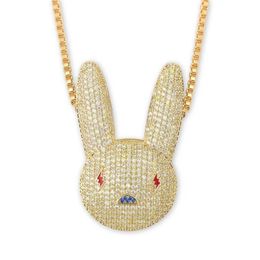 Fashion- pendant necklaces for men women luxury designer mens bling diamond rabbits animal pendants gold necklace Jewellery love gift