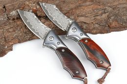 new arrival small damascus flipper folding knife vg10 damascus steel blade steel ebony handle ball bearing edc knives