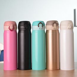 500ml Portable Thermos Bottle Girl Boy Stainless Steel Water Bottle Vacuum Flasks Insulated Cup High Capacity Student Travel Mug
