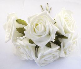 Free shipping Wholesale 6.5cm ivory color EVA Rose Flower Bouquet/wire stem/wedding flower (72pcs/Lot) 0267001005