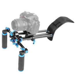 Freeshipping DSLR Shoulder Mount Support Rig with Camera/Camcorder Mount Slider Shoulder Double-hand Handgrip C-shape For Canon/Nikon