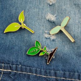 Brooch Pin Green Leaf Bean Sprout Hard Enamel Pin Lapel Pin Brooches Badges Cloth Handbag Accessory Jewelry Gift KKA6912