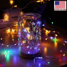 Stringhe LED 2M Rame Argento Luci Batteria Fata luce per Natale Halloween Festa in casa Decorazione della festa nuziale Stock negli Stati Uniti