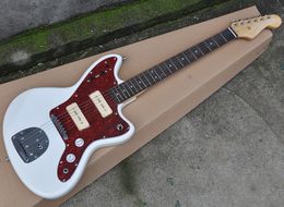Wholesale White Electric Guitar with P 90 Pickups,Rosewood Fretboard,Red Pearled Pickguard,Offering Customised Service