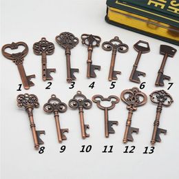 Wholesales 2in1 Brass KeyChain Beer Bottle Openers Bar Tools Key Ring Home Decor Kitchen Accessories Party Supplies Wedding Decorations