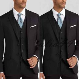 2019 Cheap Three Piece Tuxedos Wedding Male Suit Black Suit Style Mens Custom Made Suit Free Shipping(Jacket+Pants+Vest+Tie)