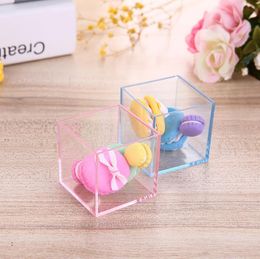Transparent Cube Wedding Favor Candy Box Macaron Case Clear Gift Boxes Christmas Baby Shower Party Supplies SN1511