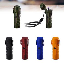 Newest Colourful Windproof Waterproof USB ARC Charging Lighter Flashlight illumination Portable Lanyard Innovative Design High Quality DHL