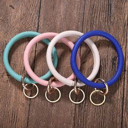 New trendy fashion popular ins designer cute lovely simple leather bangle bracelet for woman with keychain