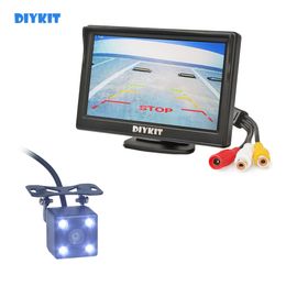 DIYKIT 5" Backup Car Monitor Waterproof Reverse LED Night Vision Rear View Car Camera for Parking Assistance System Kit