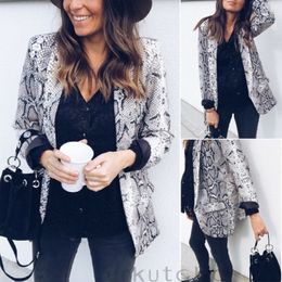 2019 Women's Slim Suit Casual Long Sleeve Python Print Blazer Long Sleeve Jacket Coat Tops Outwear