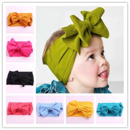 Kids Girl Stretch Turban Knot Headband Toddler Baby Girl Big Bow Knot HairBand Solid Headwear Head Wrap Hair Band Accessories YD0168