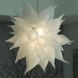 2022 lámpara de círculo led Lámparas colgantes modernas Lámparas de araña Frosted Frosted Blanco LED Círculo Colgante-Luz Decorativa Mano Florada Vidrio Lámpara de vidrio Lámparas
