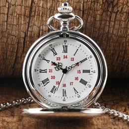 watch collection cases UK - Luxury Silver Smooth Case Bronze Vintage Quartz Pocket Watch for Mens Womens Pendant Chain Rome Numeral Display Gifts Collection