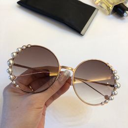 Luxury-0295 Designer Sunglasses For Women Charming With Pearl Woman Fashion Round Sunglasses Top Quality UV Protection With Original Package