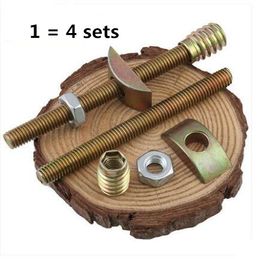Furniture hardware 4 in 1 connector bed 4 in 1 assembly nut screw eccentric 4 sets
