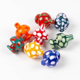 Smoking Accessories Colorful Spots Pattern Bubble Glass Carb Cap Flat Top For OD 25mm Quartz Banger Nail Bongs Water Pipe