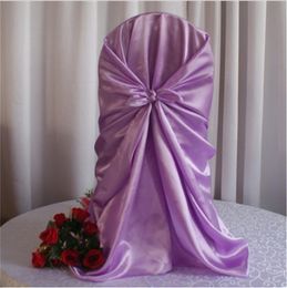 100pcs Voilet Satin Universal Chair Cover , Satin Back Self Tie Chair Cover for Wedding Decoration FREE SHIPPING