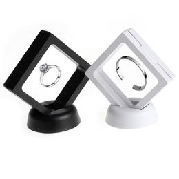 Jewellery Ring Pendant Display Stand Suspended Floating Display Case Coins Gems Artefacts Packing Boxes White black 2022