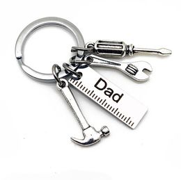 Engraving Hand Tool Keychain Hammer Wrench Screwdriver Keychains Dad Keyring Gift Dad Fathers Day Father Jewellery Accessories