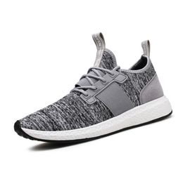 2020 men's casual flying line knitted board shoes trend elastic band sports breathable non-slip wear-resistant wild men's shoes