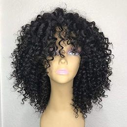 150 Density Lace Front Human Hair Wigs With Bangs Deep Curly Brazilian hairs Laces Wig For Women Black Pre Plucked Remy DIVA1