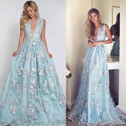 -2020 Floral 3D colorido Flores Evening Vestidos Chic Boho Prom Dresses Partido Fada Vestidos Longo Custom Made Abendkleider