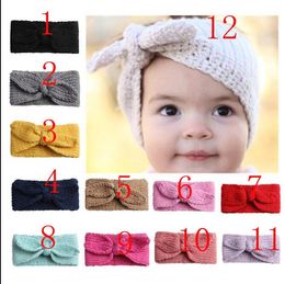 Knit Headband Hair bows Bunny Head Band Warm protect Baby girl knit hair accessories for girl Wholesale cheap