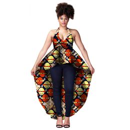 African Top For Women Dashiki Long Shirt Sexy Africa Sling Dress Print Wax Riche Tribal Tops Batik Femal Plus Size Top WY1358