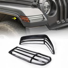 ABS Black Wheel Eyebrow Lampshade Protection Headlight Trim Cover For Jeep Wrangler Sahara JL 2018 Car Accessories2767