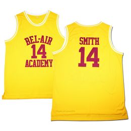 Navire de US #Movie Hommes Basketball Jerseys Le prince frais de Bel-Air 14 sera Smith Jersey Jaune Jaune Couverte Academy Taille S-3XL