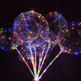 Christmas 20 Inch Luminous Party LED Balloon Transparent Coloured Flashing Lighting Balloons with 70cm Pole Wedding Party Decorations GB1679