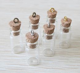 100 x 1ml Small Glass Bottle with Eye Hook 1ML Mini Corked Bottle 0.5ml 0.6ml 1.5ml 2ml 2.5ml 3ml is Available Glass Conatiners