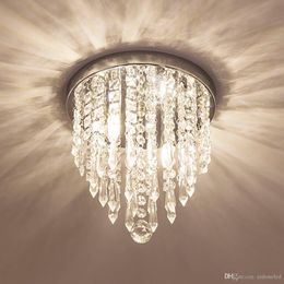 Modern Mini Crystal Chandelier Lighting 2 G9 Lights Flush Mount Ceiling Light H10.4'' x W8.66'' for Bedroom Hallway Bar