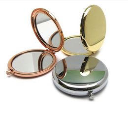 round compact mirror wholesale Australia - Pocket Mirrors Round Shape Shinny Metal Compact Mirrors 2X Solid Double-Side Pop-Up Pocket Mirror Beauty Cosmetic Tools