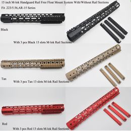 15'' inch M-lok Handguard Rail Picatinny Mount System With/No 3 pcs MLOK Rail Sections Black/Red/Tan Colour