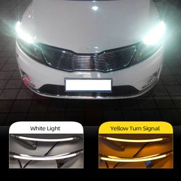 2PCS LED Daytime Running Light Yellow Turn Signal Relay Car Headlight Eyebrow Decoration For Kia K2 Rio 2011 2012 2013 2014