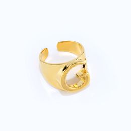 Fashion Letter Rings For Women Big Gold Color Name Ring Female Statement Party Charm Jewelry Gifts New Design Adjustable Wide