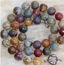 FREE SHIPPING + Natural 10mm Multicolor Picasso Round Beads Necklace 17" FREE SHIPPING + Natural! 6-12mm tiger's eye Necklace 17''