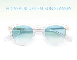 New Depp Crystal-Plank Gradient/Mirror Sea-Blue Sunglasses HD UV400 Beach holiday Goggles L M S sizes accustomized glasses full-set case