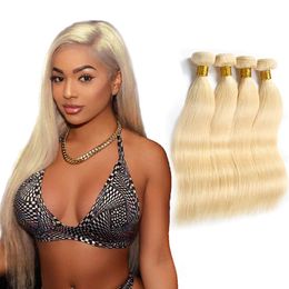 Brazilian Virgin Human Hair 4 Pieces/lot Straight 613 Blonde 4 bundles 8-30inch Straight Hair Products 613# Color Human Hair