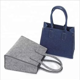 new creative felt bag felt gift handbag portable Grey blue fashion shopping bag custom logo simple reusable eco friendly non woven bags