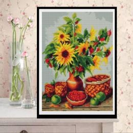 YGS-510 DIY Full 5D Diamond Embroider The Sunflower Round Diamond Painting Cross Stitch Kits Diamond Mosaic home Decoration