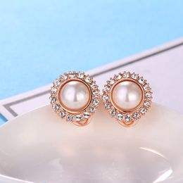 Top Selling Simulated Pearl Ear Clips Without Piercing Earrings for Women White Gold Colour Sunflower Shape Design Earing Jewlery