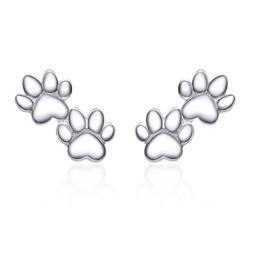 S925 Sterling Silver Ear Stud Cat Pet Footprint Earrings Body Jewelry Gift For Women and Girls