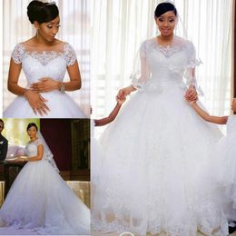 Appliques del merletto abito di sfera abiti da sposa d'epoca africani 2020 maniche corte da sposa economici abiti plus size abiti da sposa vestido da sposa