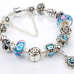 Wholesale-Murano Glass Charm Bracelets Bead Crystal Charms For Women Original DIY Jewelry Style Fit Pandora with Crown
